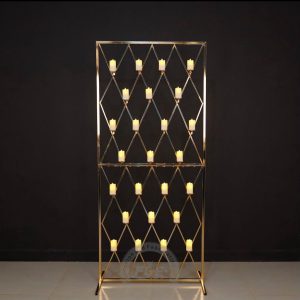 2 - Set Gold Grid Candle Wall